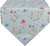 HAES DECO - Chemin de table - taille 50x160 cm - couleurs Blauw / Rose / Vert - à partir de 100% Katoen - Collection : Bloom Like Wild Flowers - Nappe, Linge de table, Textiles de table