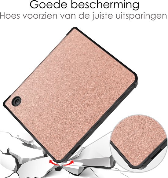 Hoesje Geschikt voor Kobo Libra 2 Hoes Book Case Trifold - Hoes Geschikt voor Kobo Libra 2 Hoesje Book Cover - Rosé Goud van Hoesje  — afbeelding 4