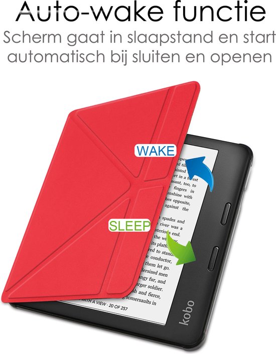 Hoes Geschikt voor Kobo Sage Hoesje Bookcase Cover Book Case Hoes Sleepcover Trifold - Rood van MMOBIEL — afbeelding 5