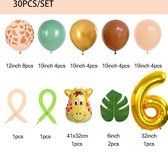 Verjaardags ballonnen - 6 jaar - 30 stuks - kinderfeestje - verjaardag - dieren - ballonen - set - cijfer ballon