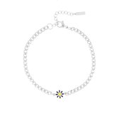 OOZOO Jewellery - zilverkleurige armband met bloem bedeltje - SB-1021