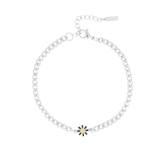 OOZOO Jewellery - zilverkleurige armband met bloem bedeltje - SB-1021