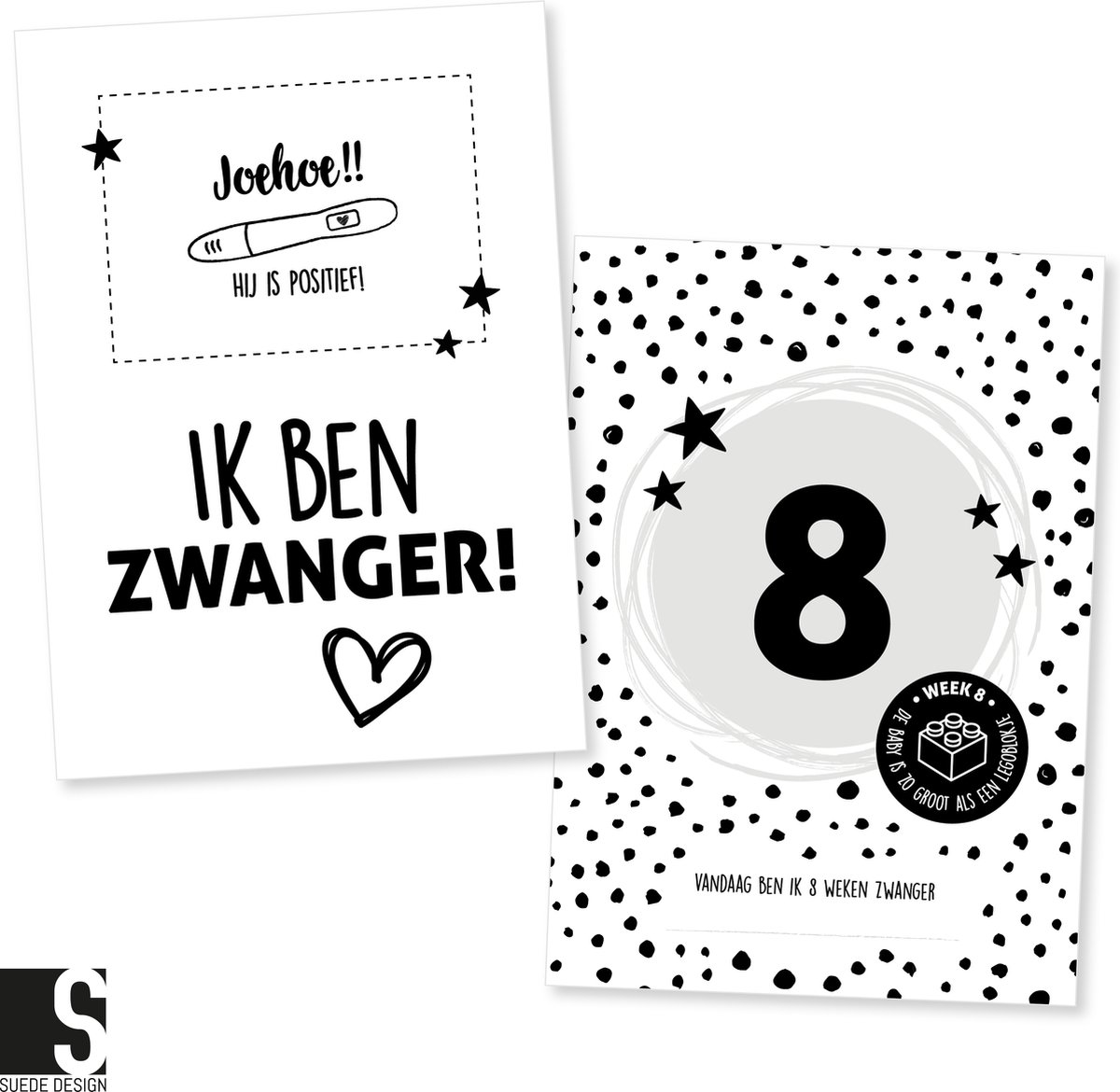 Goedkoopste Kaartenset (25 stuks) | Hoogtepunten Zwangerschap | Buikfoto | Suede design mijlpaal kaarten