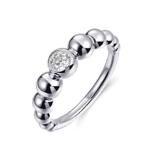 Schitterende Stapelring Zilveren Ring met Zirkonia 19.00 mm. (maat 60)| Damesring |Aanzoek|Verloving