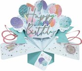3D Pop-up wenskaart met envelop – Happy Birthday - Ballons Pastel