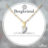 Bixorp Edelsteen Ketting Bergkristal met 18k Verguld Goud - Chakra Hanger - Roestvrij Staal - 36cm + 8cm verstelbaar