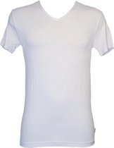 Boru Bamboe Heren T-shirt V-hals Wit-XL
