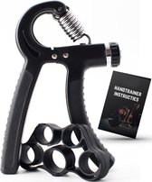 Handtrainer 10 tot 60kg - Verstelbare Handgrip - Handknijper - Vingertrainer - Onderarm Grip Trainer - Zwart - Inclusief Ebook