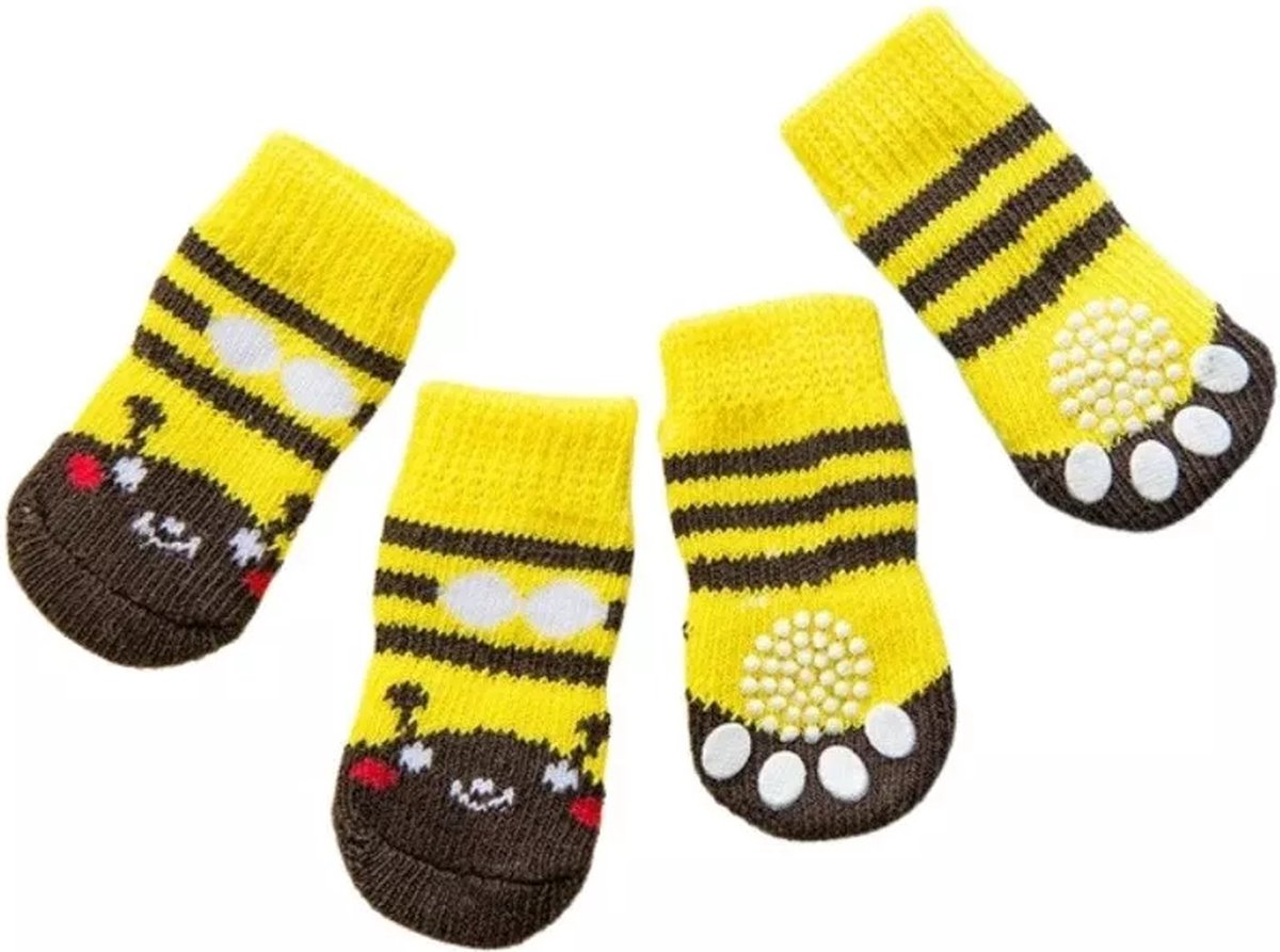 Lot De 4 Paires De Chaussettes Antidérapantes Pour Chien – Protègent Pattes Et Sols