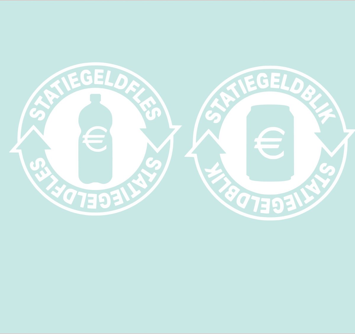 Set Kliko stickers - Quote Statiegeld -Flessen - Blikjes -Opbergbakken Voorraad bakken werkvloer - kantine - winkel - horeca - terras - 2 stuks a 20x20 cm