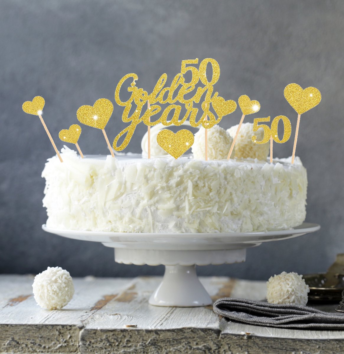 Sumerk Décoration De Gâteau Pour 50e Anniversaire à Paillettes Dorées