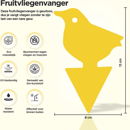 Professor Q Fruitvliegjes Vanger - Fruitvliegval - Rouwvliegjes Bestrijden - Insectenvanger val - Vliegenvanger- Vogel - 12 stuks - Professor Q