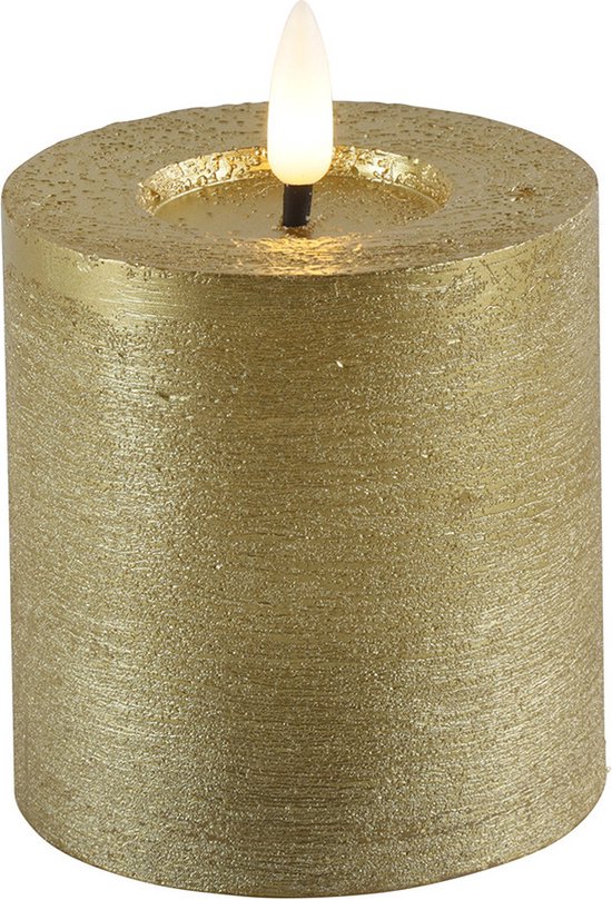 Bougie avec or rustique LED - 7,5 x 8 cm
