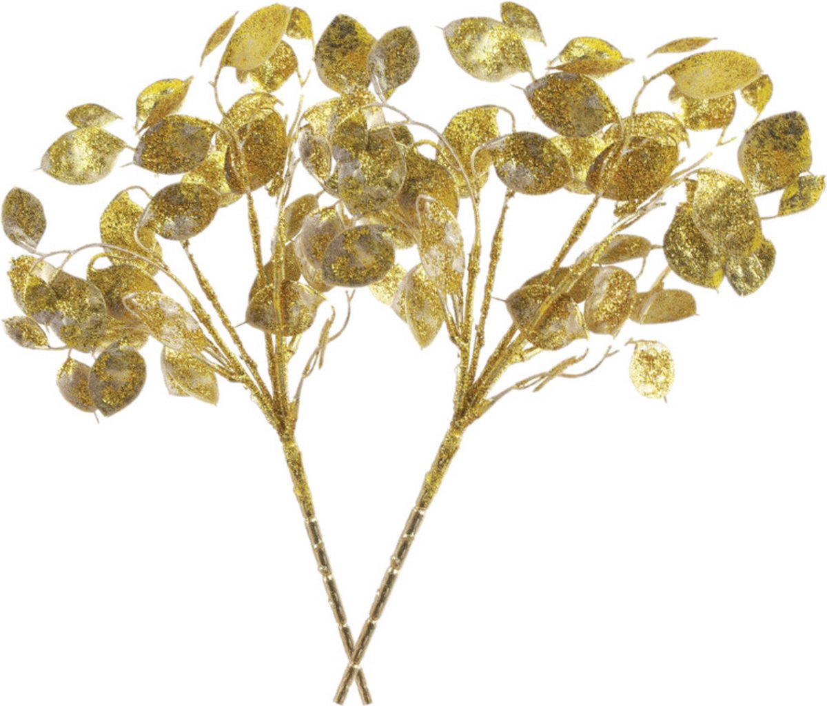 Countryfield kunsttakken/kunstbloemen - 2x - Lunaria - goud - 40 cm - kunststof