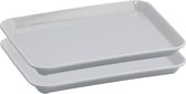 Zeller dienblad - 2x - rechthoek - grijs - kunststof - 24 x 18 cm