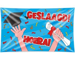 Vlag Geslaagd - Geslaagd versiering - Nederlandse vlag - Afgestudeerd - Graduated - Gevelvlag - 90 x 150 cm - Polyester - multicolor