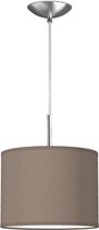 Home Sweet Home hanglamp Bling - verlichtingspendel Tube Deluxe inclusief lampenkap - lampenkap 25/25/19cm - pendel lengte 100 cm - geschikt voor E27 LED lamp - taupe