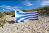 TOPPER!! Strand Windscherm Kobalt Blauw - Wit - 5 meter Sterk Dralon met 2 Delige Stokken 180 cm -Doekhoogte 140 cm