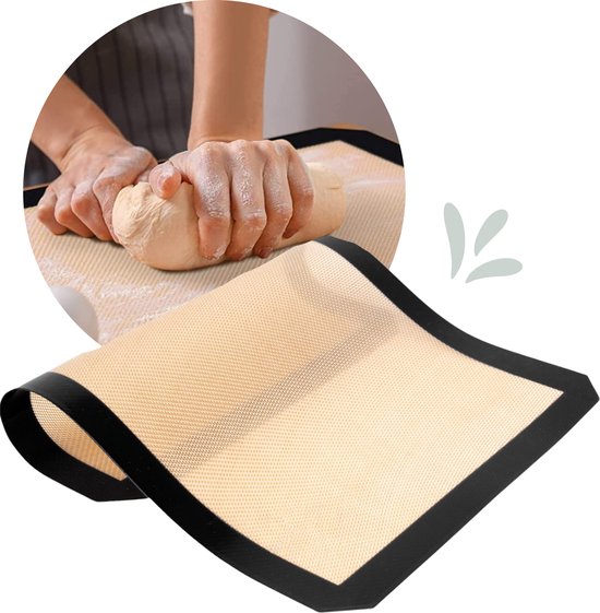 2 x siliconen bakmat, anti-aanbaklaag, rond, antislip, voor toonbankmatten, deegrollen, bakmat, bakmat