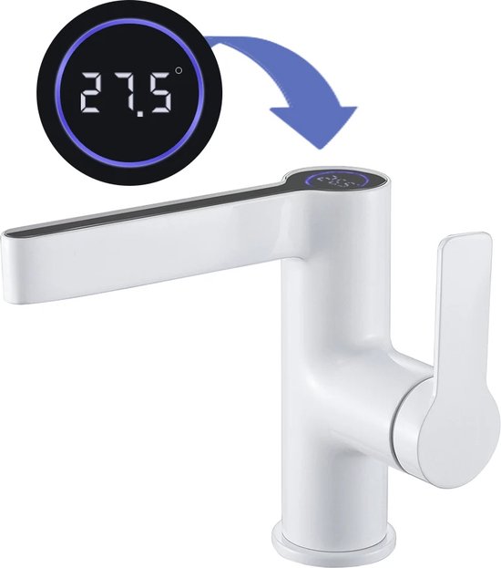 Wastafelkraan met display wit QMIX300 - WAHLBACH