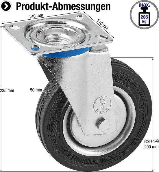 Universele Kinderwagenwielen Vervangen, Wieldiameter van 13 Cm / 5,1 Inch Accessoires voor Rubberen Wielen voor Kinderwagens Eenvoudig Te Installeren met 360 Graden Rotatie (Een