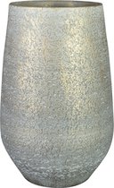 Ter Steege Pot de fleur/pot haut - intérieur - gris argent métallisé/or - D23/H36 cm - céramique