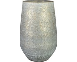 Ter Steege Bloempot/plantenpot hoog - binnen - metallic zilvergrijs/goud - D23/H36 cm - keramiek