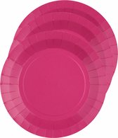 Santex feest gebak/taart bordjes - fuchsia roze - 10x stuks - karton - D17 cm
