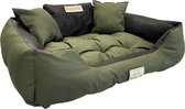 KingDog - Honden- en kattenbed met twee kussen - Wasbaar - Binnenmaat: 115x90m / Buitenmaat: 130x105cm - Groen