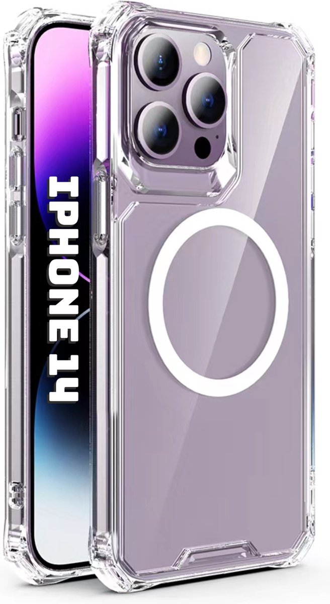 Phreeze Back Cover - Geschikt voor iPhone 14 Hoesje - Crystal Clear Case - Magnetische Functie - Military Grade - Transparant - Bumper Siliconen TPU Cover - Magneet