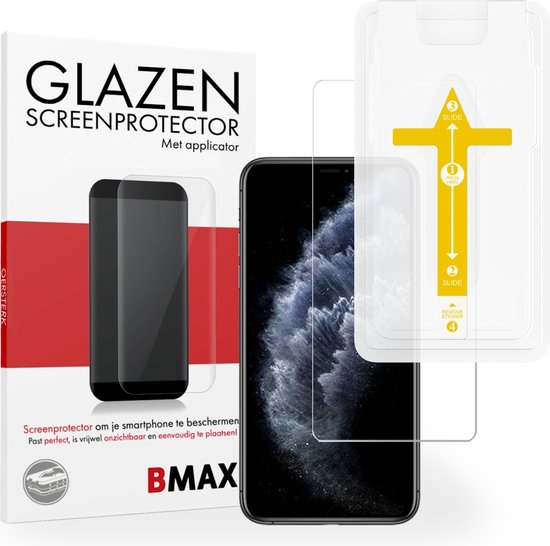 BMAX Screenprotector geschikt voor iPhone 11 met applicator - Gehard glas - Tempered glas - Apple screenprotectors - Telefoonglaasje - Beschermglas - Glasplaatje - Screensaver - Screen protector - Glas screenprotectors - Case Friendly