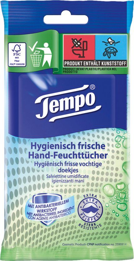 Tempo Fresh To Go Protect | Hygiënische Doekjes Handen | Anti-bacterieel | Desinfectie doekjes | Hygiëne doekjes