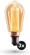 CROWN LED 3X Hoge kwaliteit Edison Illusie Filament Lamp E27 Socket, dimbaar, 3.5W, 1800K, Warm White, 230V, 158 lumen, EL24, Antieke Filament Verlichting Retro Vintage Look