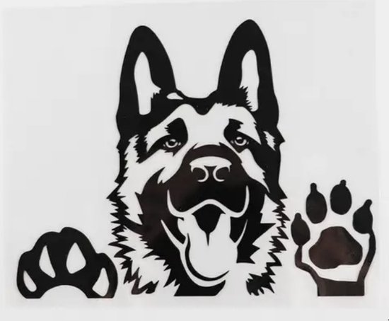 herder hondenliefde muursticker autosticker raamsticker zwaaiende herder hond zwart 16cm