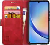 Rosso Element Book Case Wallet Hoesje Geschikt voor Samsung Galaxy A34 | Portemonnee | 3 Pasjes | Magneetsluiting | Stand Functie | Rood
