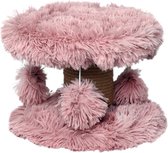 Topmast Krabpaal Fluffy Lycia - Roze - 25 x 25 x 20 cm - Made in EU - Krabpaal voor Kittens - Met Kattenspeeltjes - Sterk Sisal Touw - Mini Krabpaal