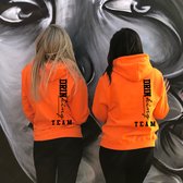 Koningsdag kleding-Set vriendinnen hoodies-Vrienden-Oranje-DrinKing team-Maat M