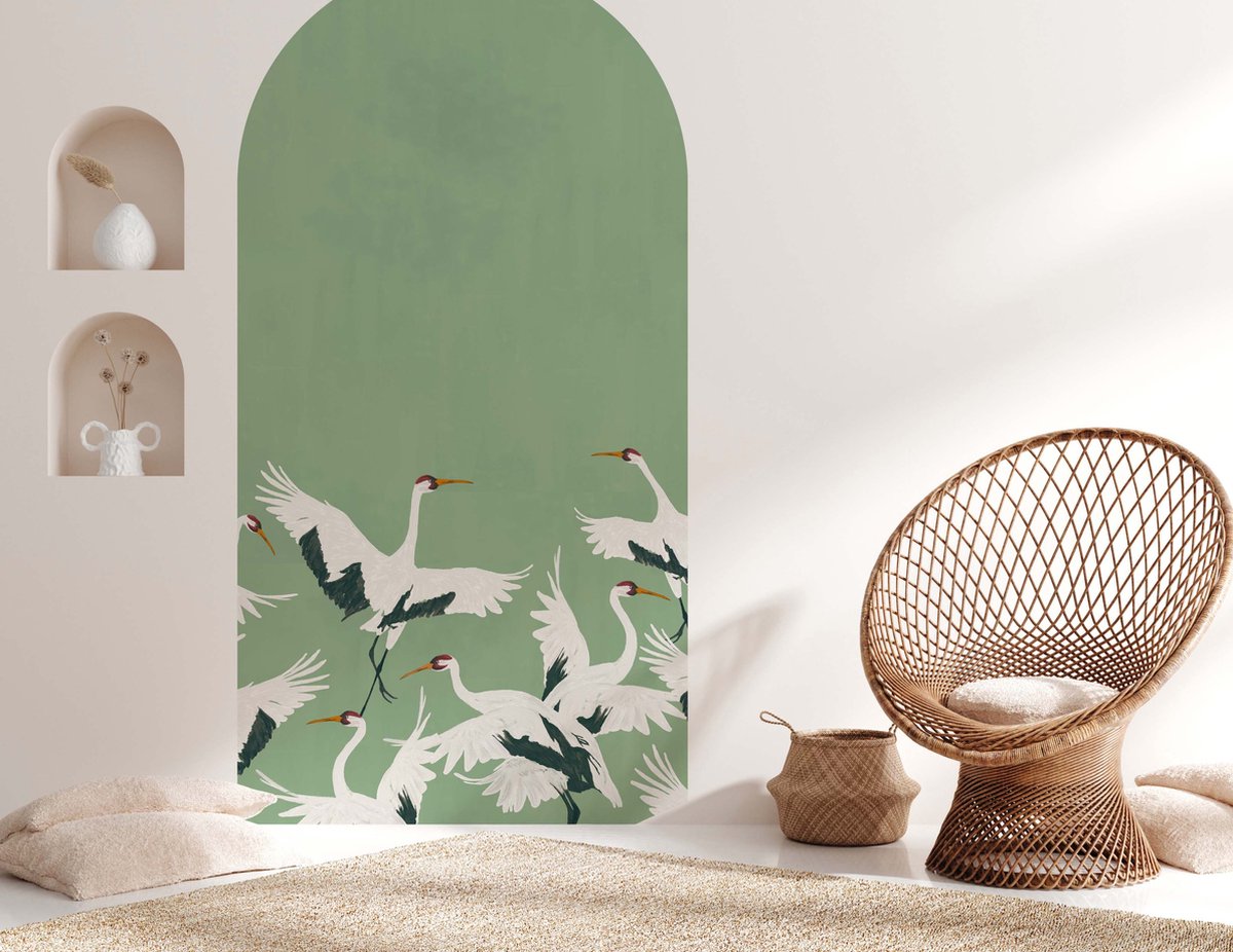 ZELFKLEVENDE BEHANG BOOG STICKER - STORK GREEN