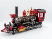 Stoomlocomotief - trein - tin - rood - decoratie - lengte 41cm