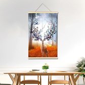 Diamond painting doek - hangende canvas - Prachtig hert met geweldig gewei - 40 x 60 cm