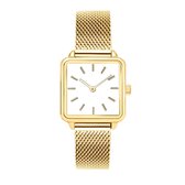 Gouden vierkant horloge - Dames - Volledig RVS - Inclusief Batterij