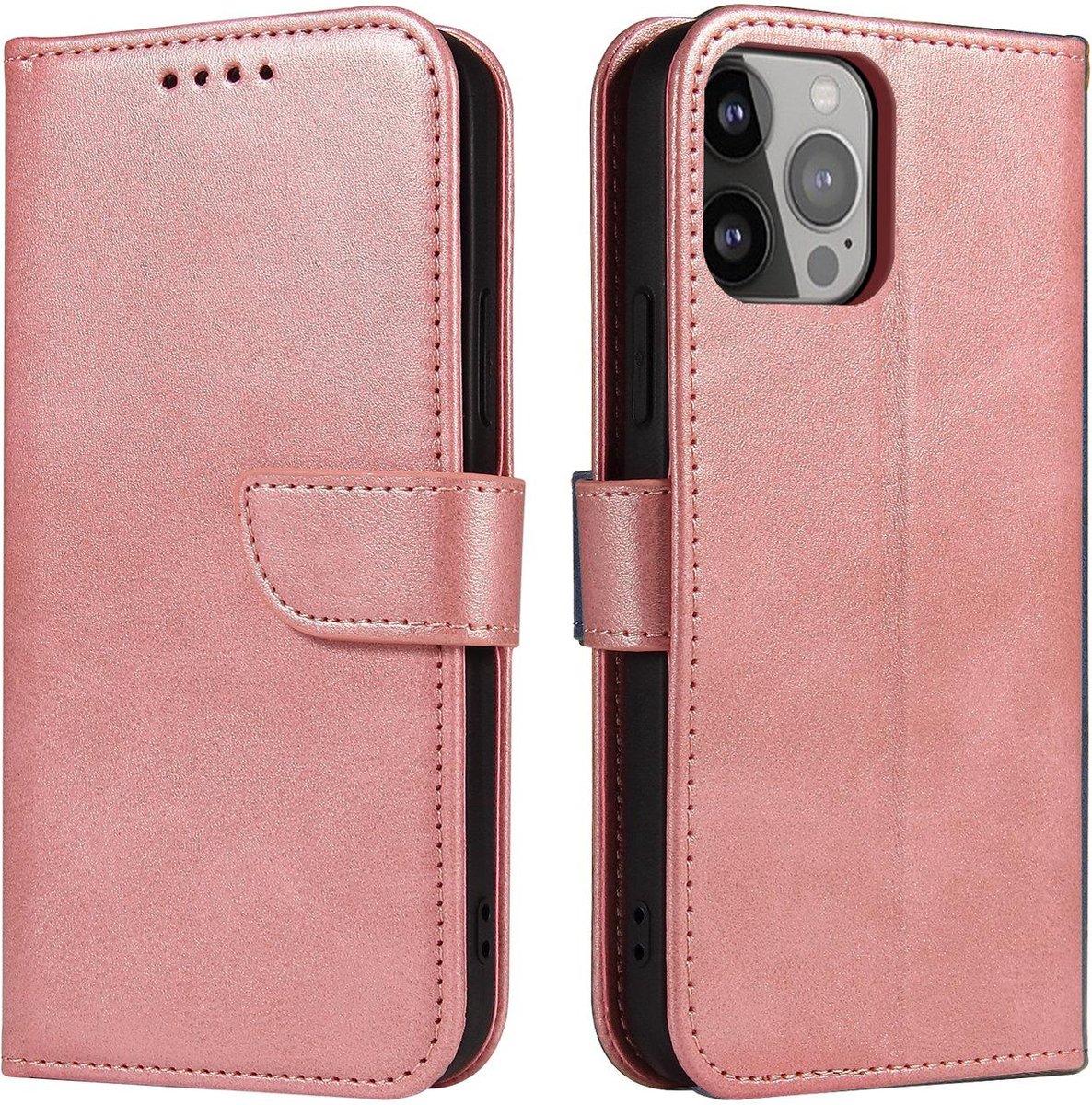 iPhone 14 hoesje boekcase wallet case magneet roze