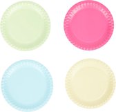 Cactula set van 8 gekleurde papieren bordjes Roze Groen Geel Blauw