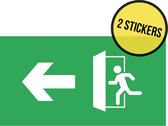 Pictogram/ sticker | 20 x 10 cm | Nooduitgang - Pijl naar links | Vluchtroute | Noodgeval | Brandweg | Noodsituatie | Nooddeur | Brandweer | Wettelijk verplicht | Universeel | Rechthoek | 2 stuks