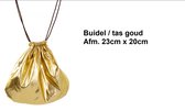 Buidel tas goud 23cm x 20cm - Piraat money carnaval tas buidel thema feest kerst festival verjaardag