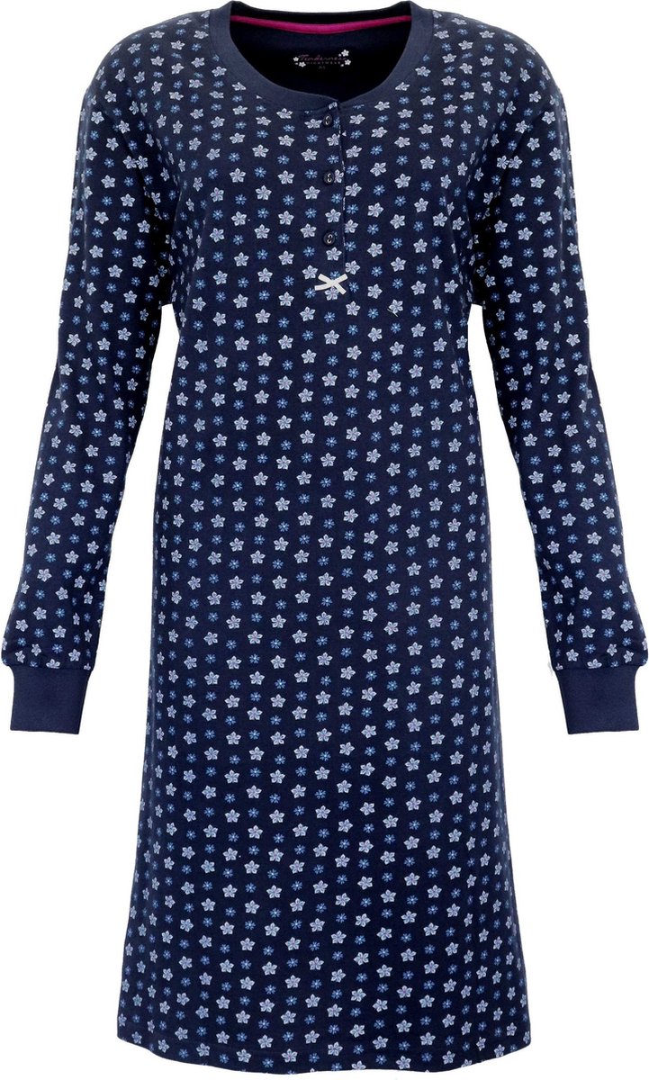 Tenderness Dames Nachthemd - Bloemendessin - Donker Blauw