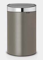 Bol.com Brabantia Touch Bin Prullenbak - 40 l - Platinum met Matt Steel deksel aanbieding