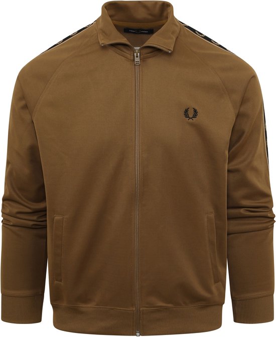 SINGLES DAY! Fred Perry - Taped Track Jacket Carbon Bruin - Heren - Maat L - Regular-fit