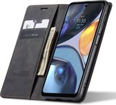 Motorola Moto G22 Hoesje - Book Case Leer Slimline Zwart