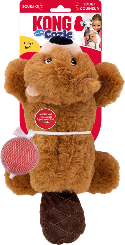 Kong Cozie Pocketz Bear Dog Toy, Medium